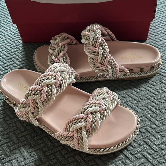 Valentino Women's Braided Espadrille Slide Sandals - Picture 2 of 14